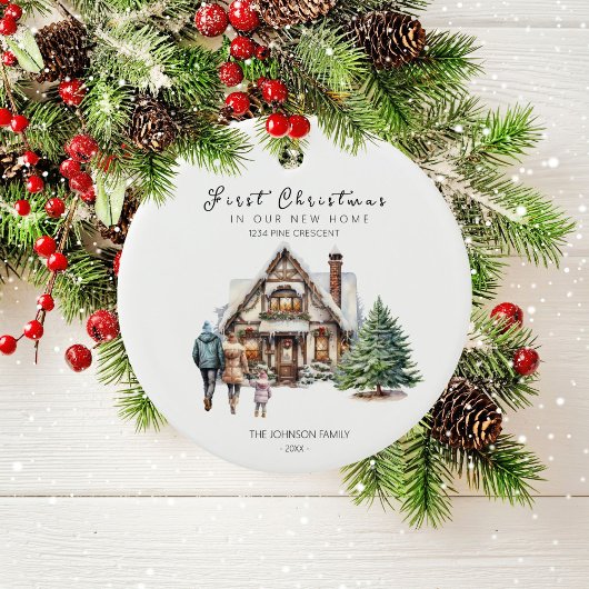 初めてのクリスマスが新しい家に | 1子ファミリ セラミックオーナメント