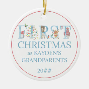 初めてのクリスマスが祖父母として可愛い写真 セラミックオーナメント