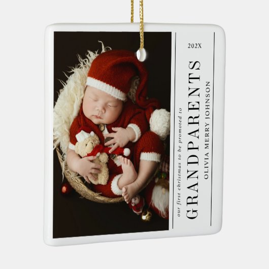 初めてのクリスマスが祖父母のパパの写真をプロモーション セラミックオーナメント (右)