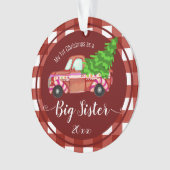 初めてのクリスマスが赤い姉妹トラックの写真 オーナメント (正面)