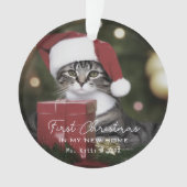 初めてのクリスマスが飼い始めたかわいい猫ペット オーナメント (正面)