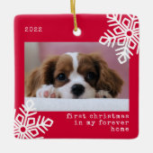 初めてのクリスマスがMy Forever Home Dogの写真 セラミックオーナメント (正面)