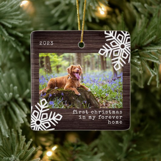 初めてのクリスマスがMy Forever Home Dogの写真 セラミックオーナメント (ツリー)