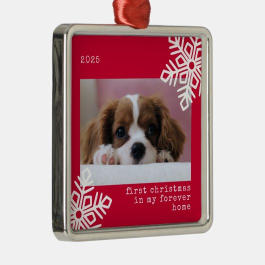 初めてのクリスマスがMy Forever Home Dogの写真 メタルオーナメント (右)
