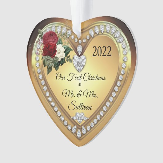 初めてのクリスマスさん |ミセス・金ゴールド・ダイアモンド記念の飾り オーナメント (正面)