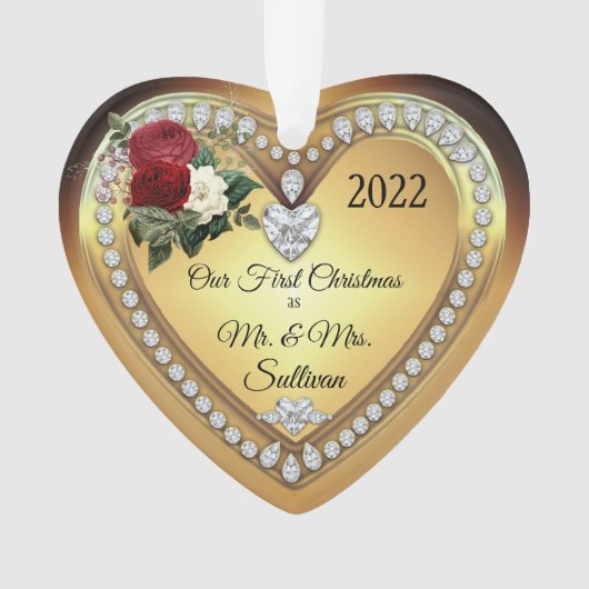 初めてのクリスマスさん |ミセス・金ゴールド・ダイアモンド記念の飾り オーナメント (正面)