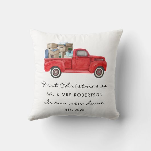 初めてのクリスマスたち赤トラック夫妻ニューホーム クッション (裏面)