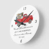 初めてのクリスマスたち赤トラック夫妻ニューホーム ラウンド壁時計 (傾斜)