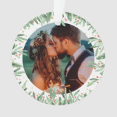 初めてのクリスマスたった今結婚しましたフェスティバル日付 オーナメント (正面)