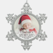 初めてのクリスマスで最も可愛い小さな雪片の写真 スノーフレークピューターオーナメント (正面)