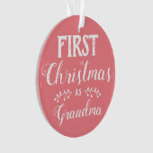 初めてのクリスマスとしてオモミのピンク&ホワイト写真 オーナメント (正面)