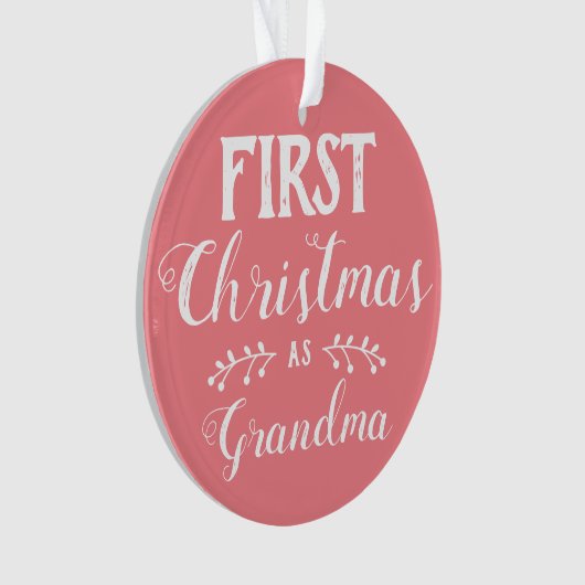 初めてのクリスマスとしてオモミのピンク&ホワイト写真 オーナメント (正面)