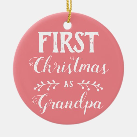 初めてのクリスマスとしてグランドパピンクとベビーの写真 セラミックオーナメント (正面)