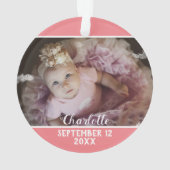 初めてのクリスマスとしてグランドパピンク&ホワイト写真 オーナメント (裏面)