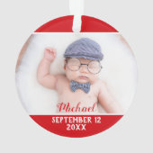 初めてのクリスマスとしてグランドパレッド&ホワイト写真 オーナメント (裏面)