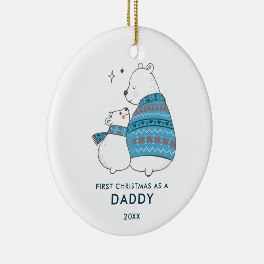 初めてのクリスマスとしてダディパーソナライズされた・ウィンターベア セラミックオーナメント (右)