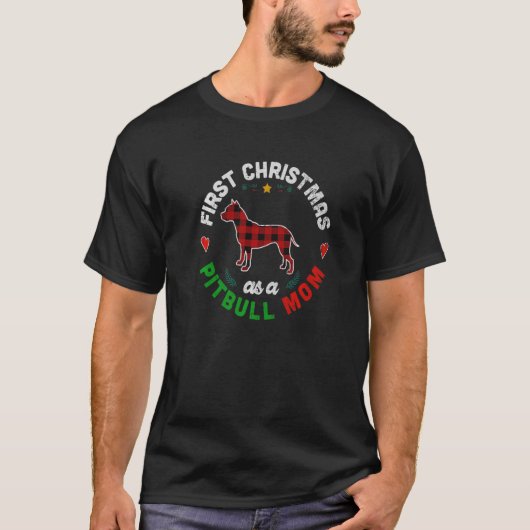 初めてのクリスマスとしてピットブルママ Tシャツ (正面)