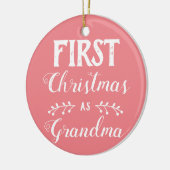 初めてのクリスマスとしてベビーの写真とピンク セラミックオーナメント (左)