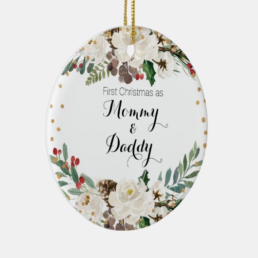 初めてのクリスマスとしてママとパパオーナメント セラミックオーナメント (右)