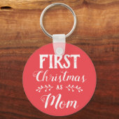 初めてのクリスマスとしてママ家族の一致ホワイト文字 キーホルダー (正面)