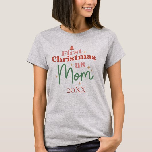初めてのクリスマスとしてママ新しいママのクリスマスTシャツ Tシャツ (正面)