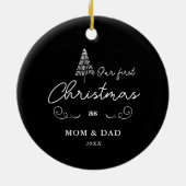 初めてのクリスマスとしてママ&パパかわいい木 セラミックオーナメント (裏面)