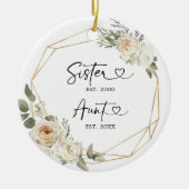 初めてのクリスマスとして叔母の白フローラ幾何学的 セラミックオーナメント (正面)