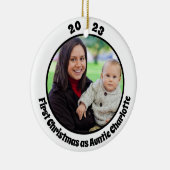 初めてのクリスマスとして叔母2フォトモダンタイポグラフィ セラミックオーナメント (右)