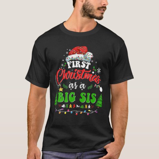 初めてのクリスマスとして大きなSisサンタハット醜いクリスマス Tシャツ (正面)