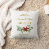 初めてのクリスマスとして引用文とポインセティアスデザイン クッション (ブランケット)