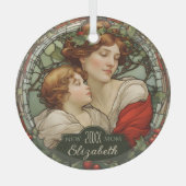 初めてのクリスマスとして新しい母のステンドグラスオーナメント ガラスオーナメント (正面)