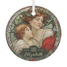 初めてのクリスマスとして新しい母のステンドグラスオーナメント