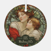 初めてのクリスマスとして新しい母のステンドグラスオーナメント ガラスオーナメント (裏面)