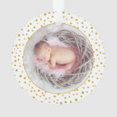 初めてのクリスマスとして祖父母の車の金ゴールド写真 オーナメント (裏面)