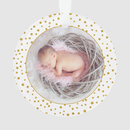 初めてのクリスマスとして祖父母の車の金ゴールド写真 オーナメント (裏面)