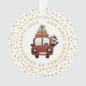 初めてのクリスマスとして祖父母の車の金ゴールド写真 オーナメント (正面)