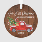 初めてのクリスマスとして祖父母ウッドトラックキャンディ オーナメント (裏面)