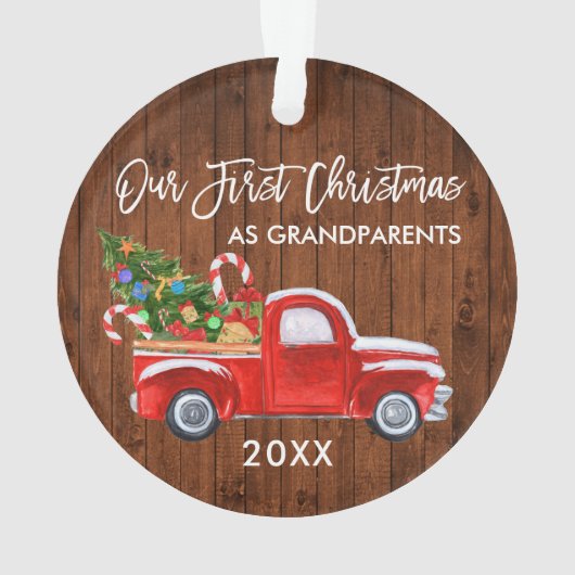 初めてのクリスマスとして祖父母ウッドトラックキャンディ オーナメント (裏面)