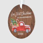初めてのクリスマスとして祖父母ウッドトラックキャンディ オーナメント (正面)