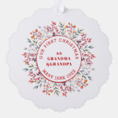 初めてのクリスマスとして祖父母ベリーフレーム写真 オーナメントカード (裏面)