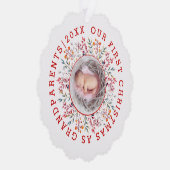 初めてのクリスマスとして祖父母ベリーフレーム写真 オーナメントカード (右)