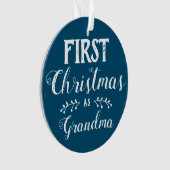 初めてのクリスマスとしてGramona blue & white with photo オーナメント (正面)