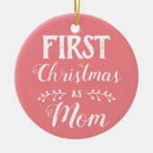初めてのクリスマスとしてMomピンクと写真 セラミックオーナメント (正面)