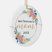 初めてのクリスマスとしてMomフローラと金ゴールドリース セラミックオーナメント (右)