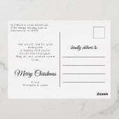 初めてのクリスマスとしてmrs & mrs newlyweds lgbtq金ゴールド 箔シーズンポストカード (裏面)