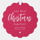 初めてのクリスマスとフォトラブスクリプトモダン オーナメントカード (裏面)