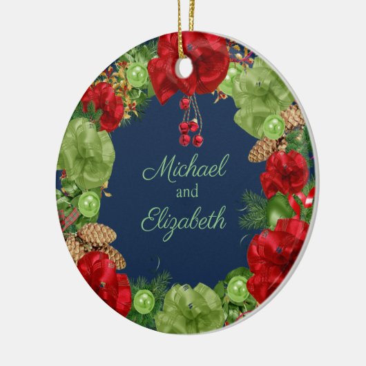 初めてのクリスマスと休日リース セラミックオーナメント (左)