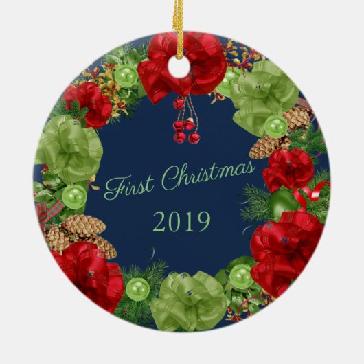 初めてのクリスマスと休日リース セラミックオーナメント (裏面)