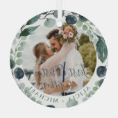 初めてのクリスマスと写真の名前 ガラスオーナメント (裏面)