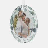 初めてのクリスマスと写真の名前 ガラスオーナメント (正面左)